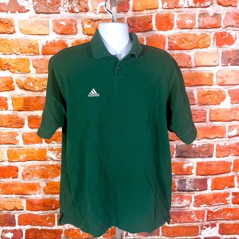 Adidas Team green polo with 3 stripes on sleeves x large XL